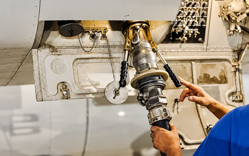 Airways fuel provision: a refuelling coupling being connected